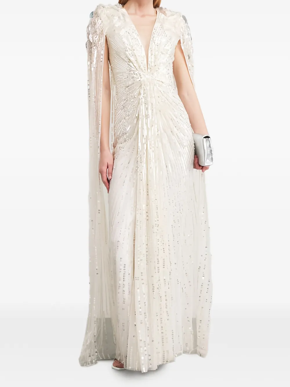 Jenny Packham Goldfinger jurk met V-hals Beige