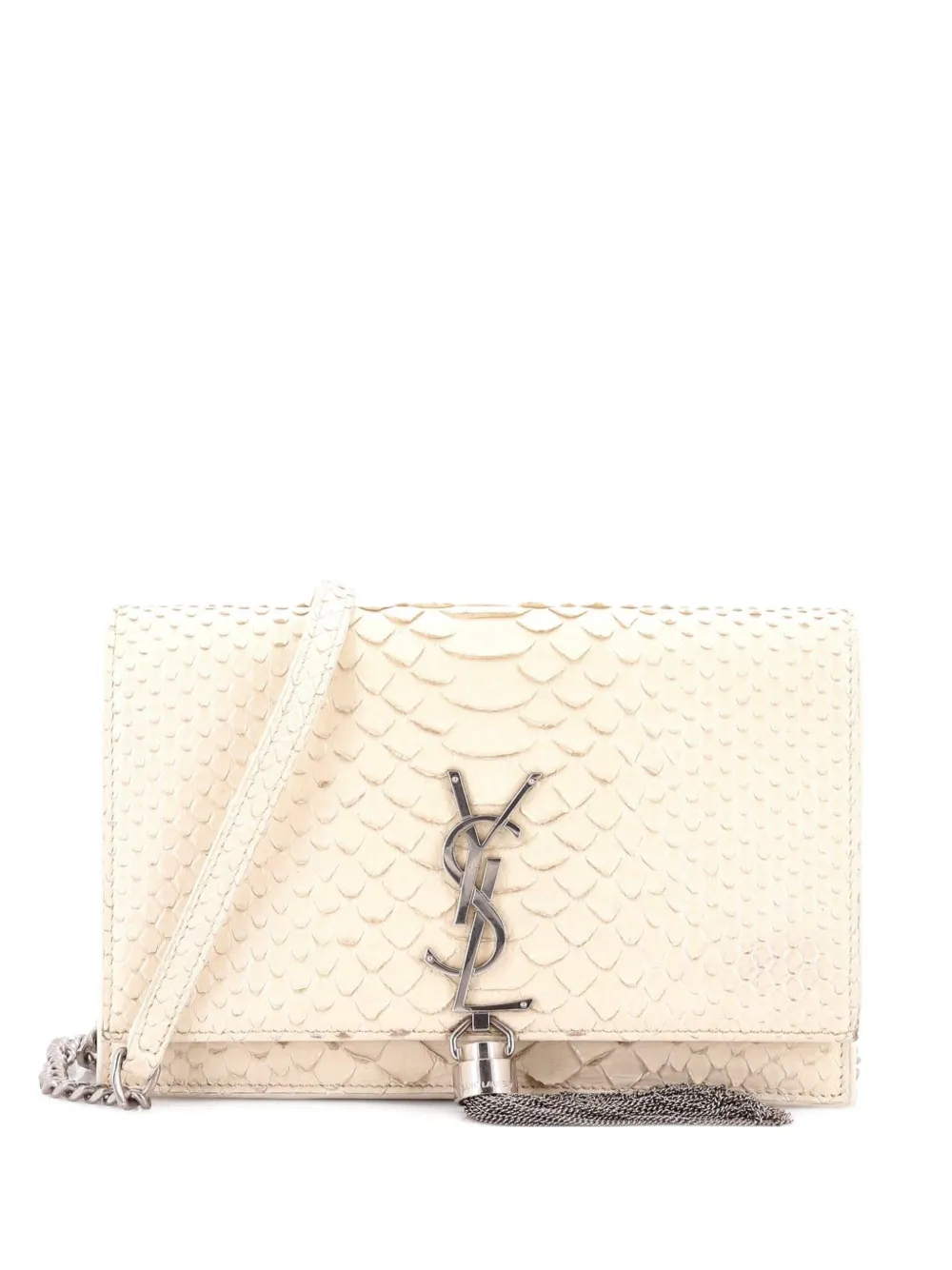 Saint Laurent Pre-Owned Classic Monogram Tassel Python Embossed Leather Small crossbody bag - Toni neutri