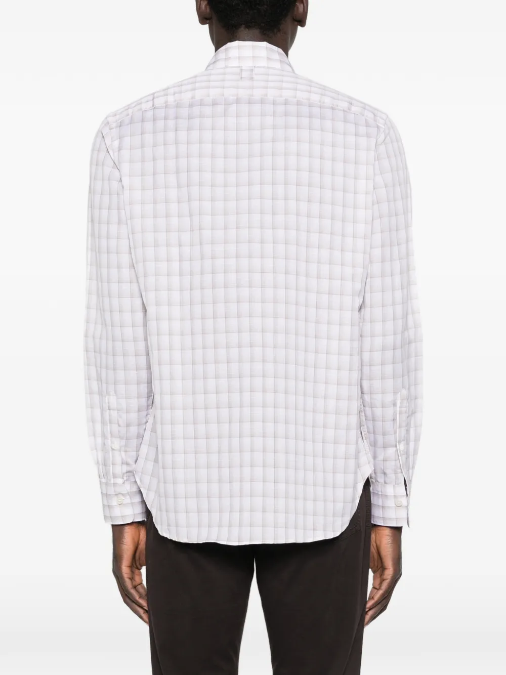 Canali Geruit overhemd Wit
