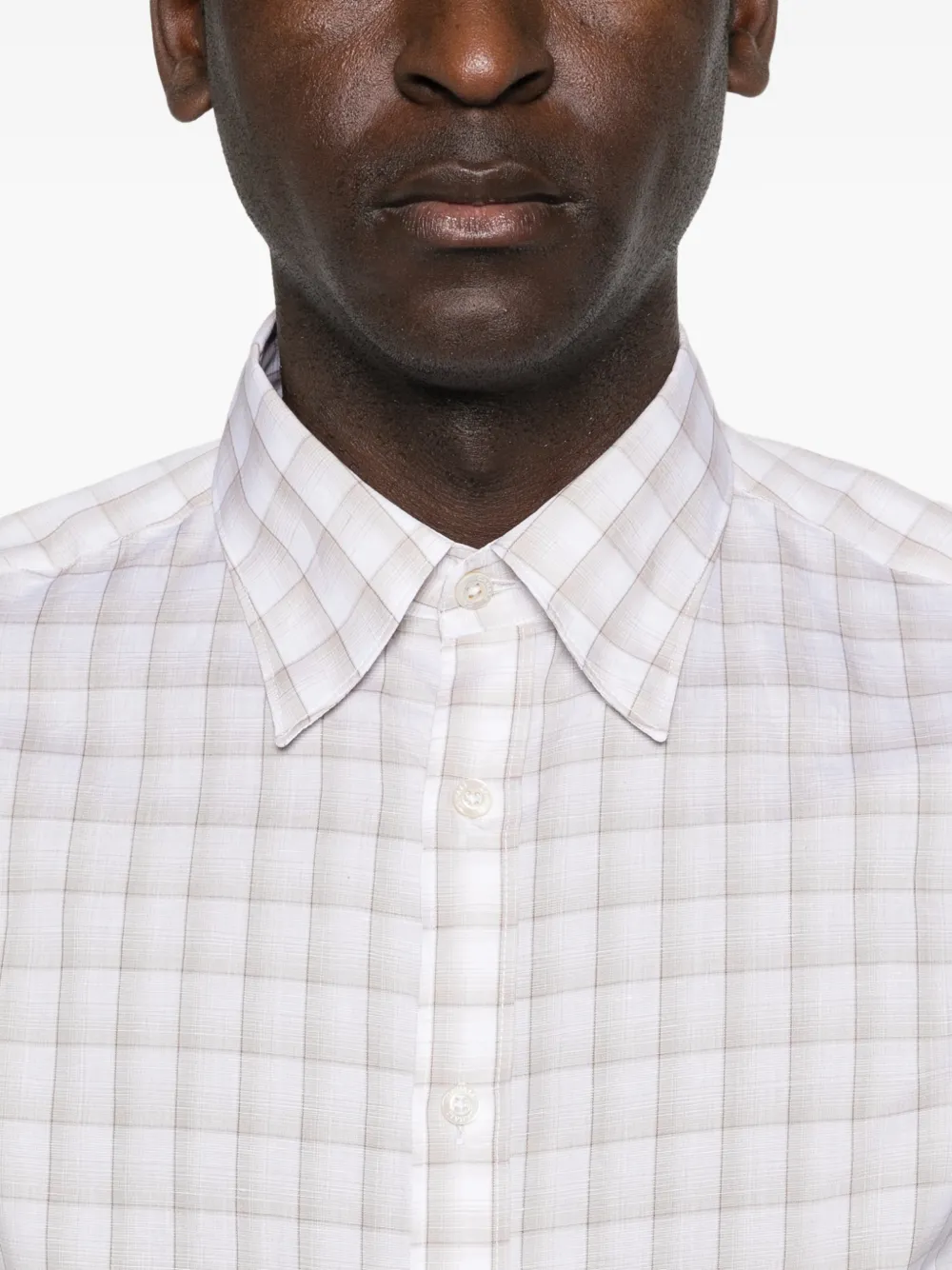 Canali Geruit overhemd Wit
