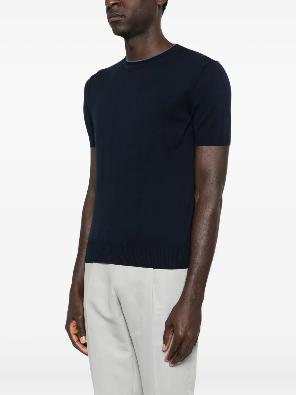 Canali T-shirt met ronde hals Blauw