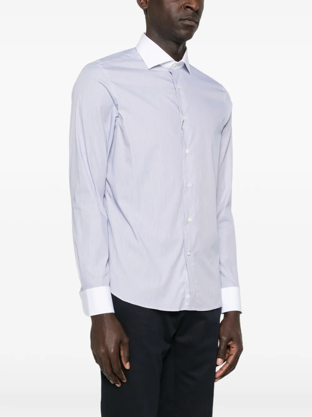 Canali Gestreept overhemd Blauw