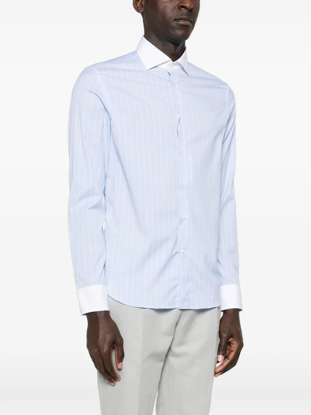 Canali Gestreept overhemd Blauw