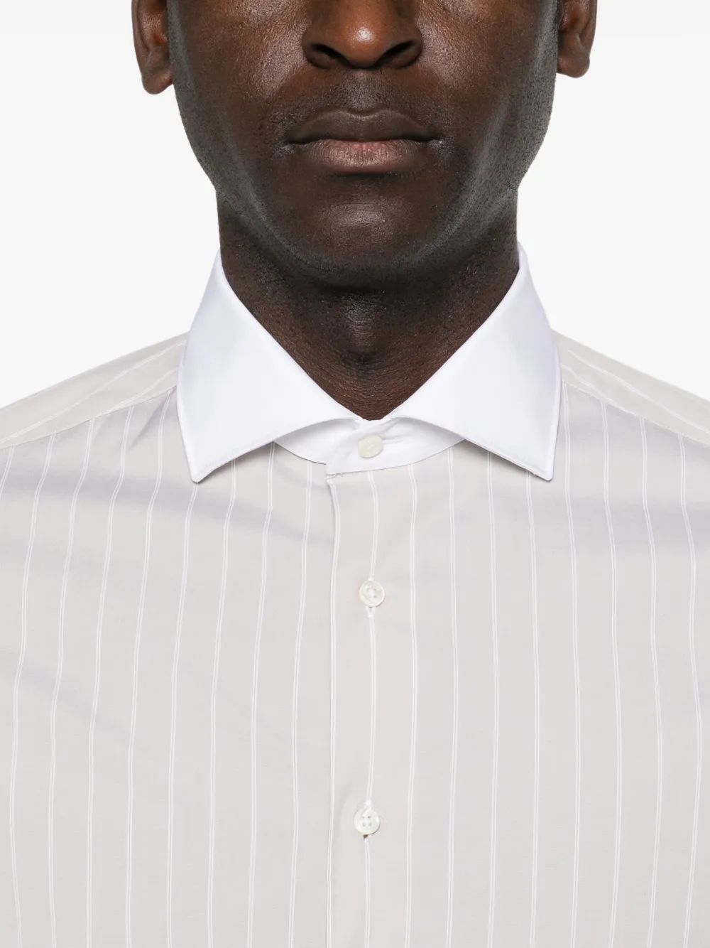Canali Gestreept overhemd Beige