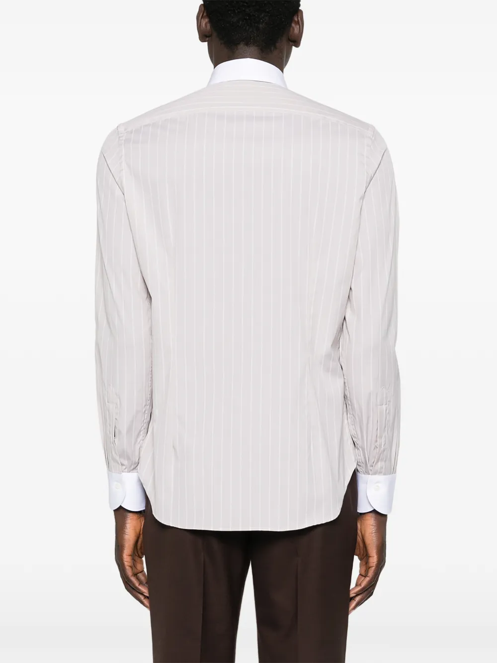 Canali Gestreept overhemd Beige