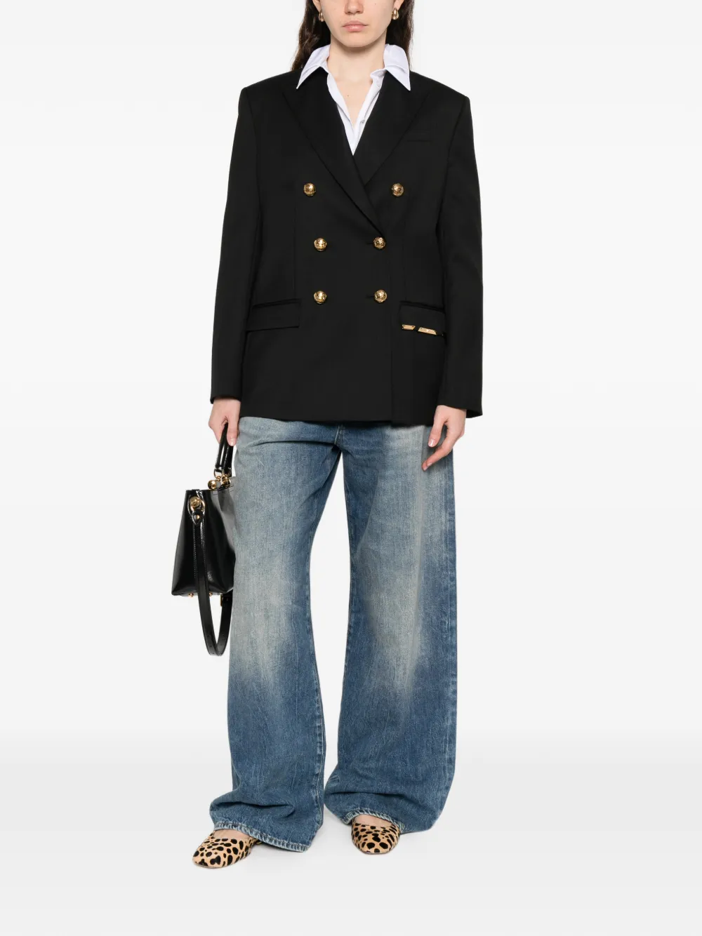  Elisabetta Franchi Double-breasted Buttoned Jacket - Black 