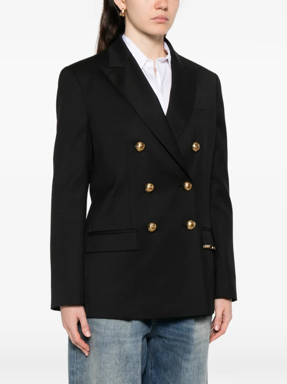  Elisabetta Franchi Double-breasted Buttoned Jacket - Black 
