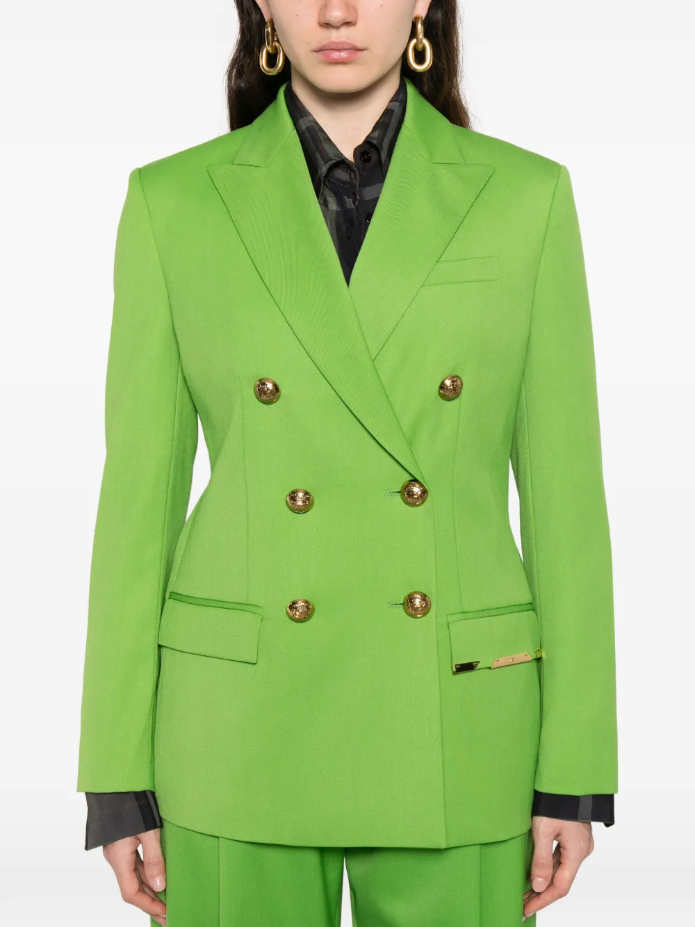 Elisabetta Franchi Jack met dubbele rij knopen Groen