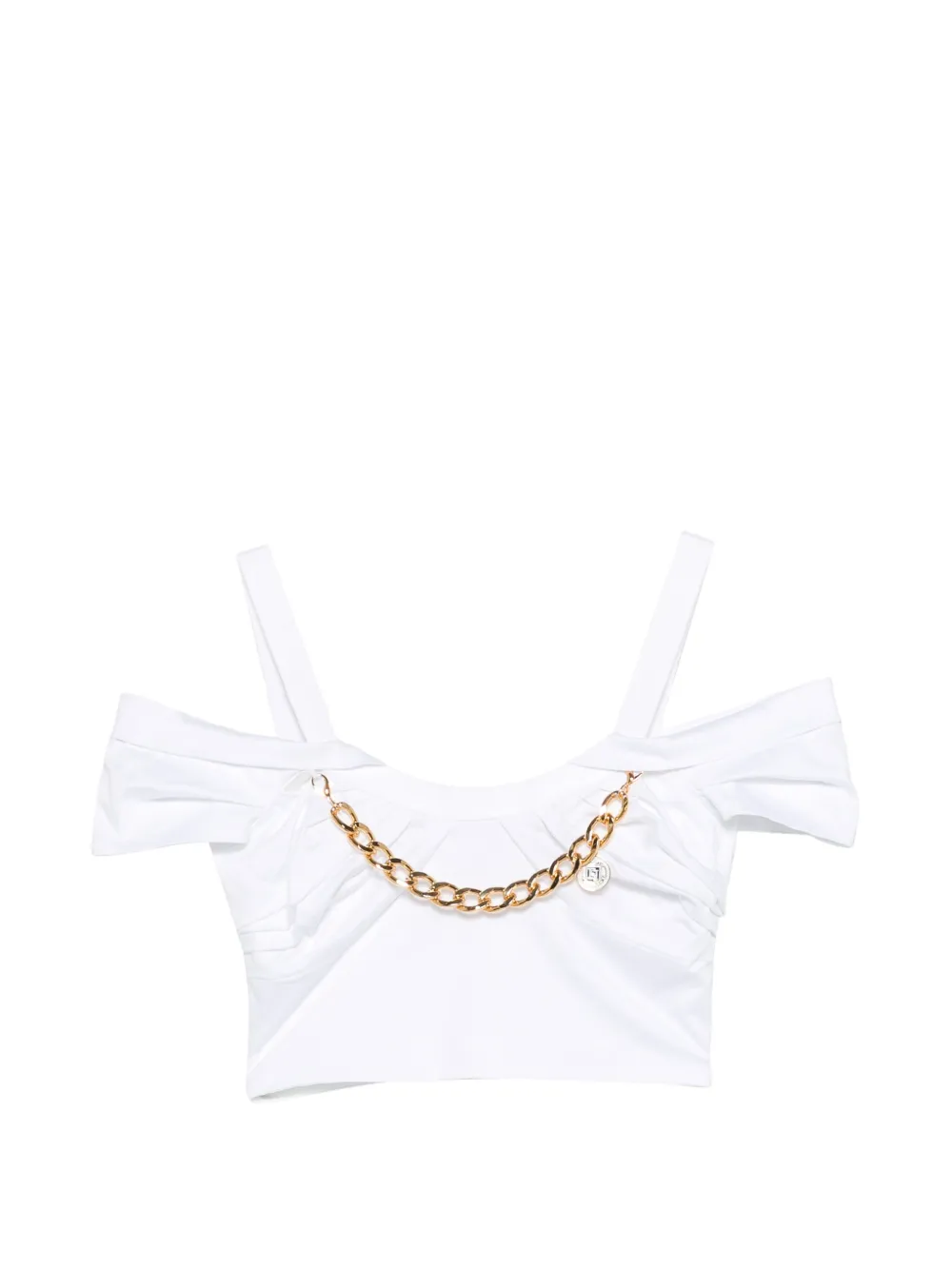 Elisabetta Franchi chain cold-shoulder top - Bianco