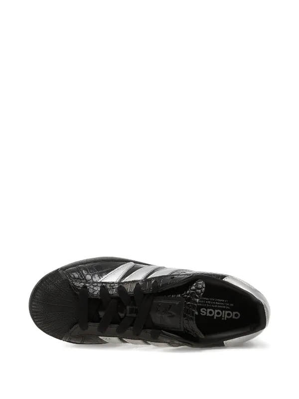 Adidas Superstar II silver-tone Stripes Sneakers | Black | FARFETCH