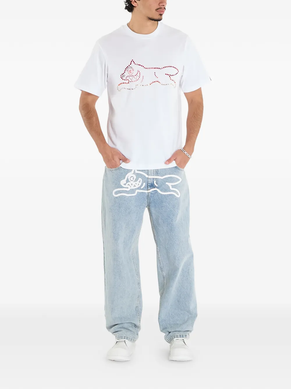 Billionaire Boys Club - Ice Cream crystal running dog T-shirt - Wit