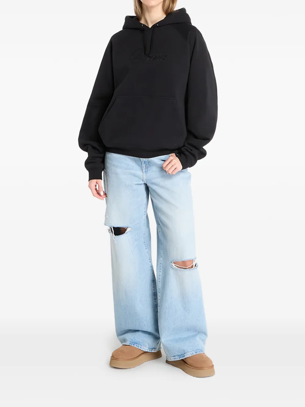  Dime Jersey Cursive Con Capucha - Negro 