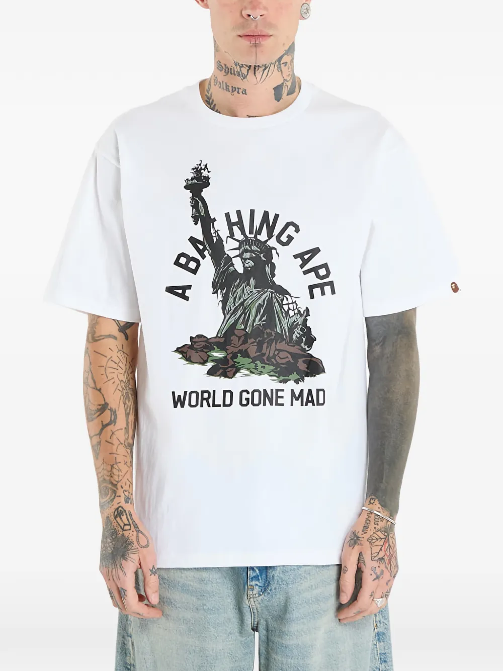 A BATHING APE® Statue Liberty Graphic T-shirt - Bianco