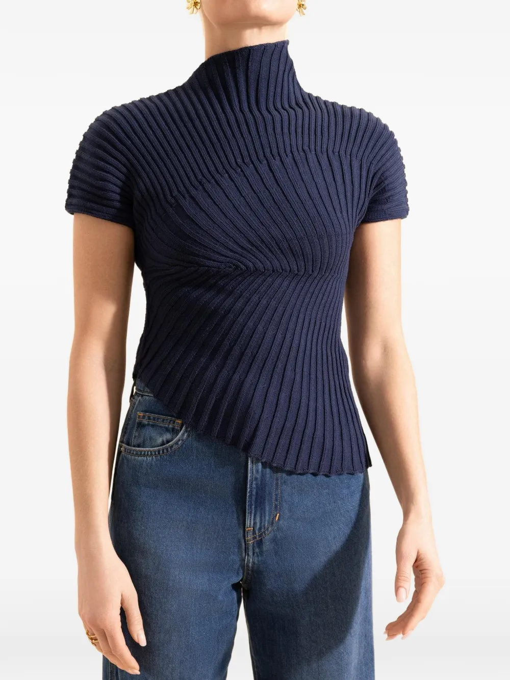 Cult Gaia Annemie ribbed roll-neck top - Blu