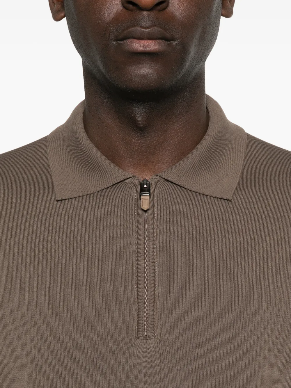 Canali Poloshirt met rits Bruin