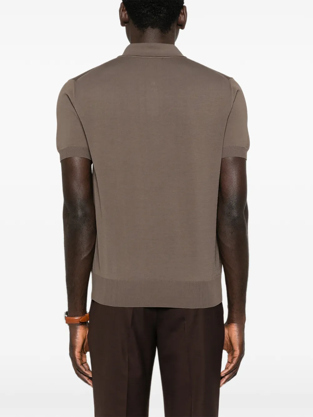 Canali Poloshirt met rits Bruin
