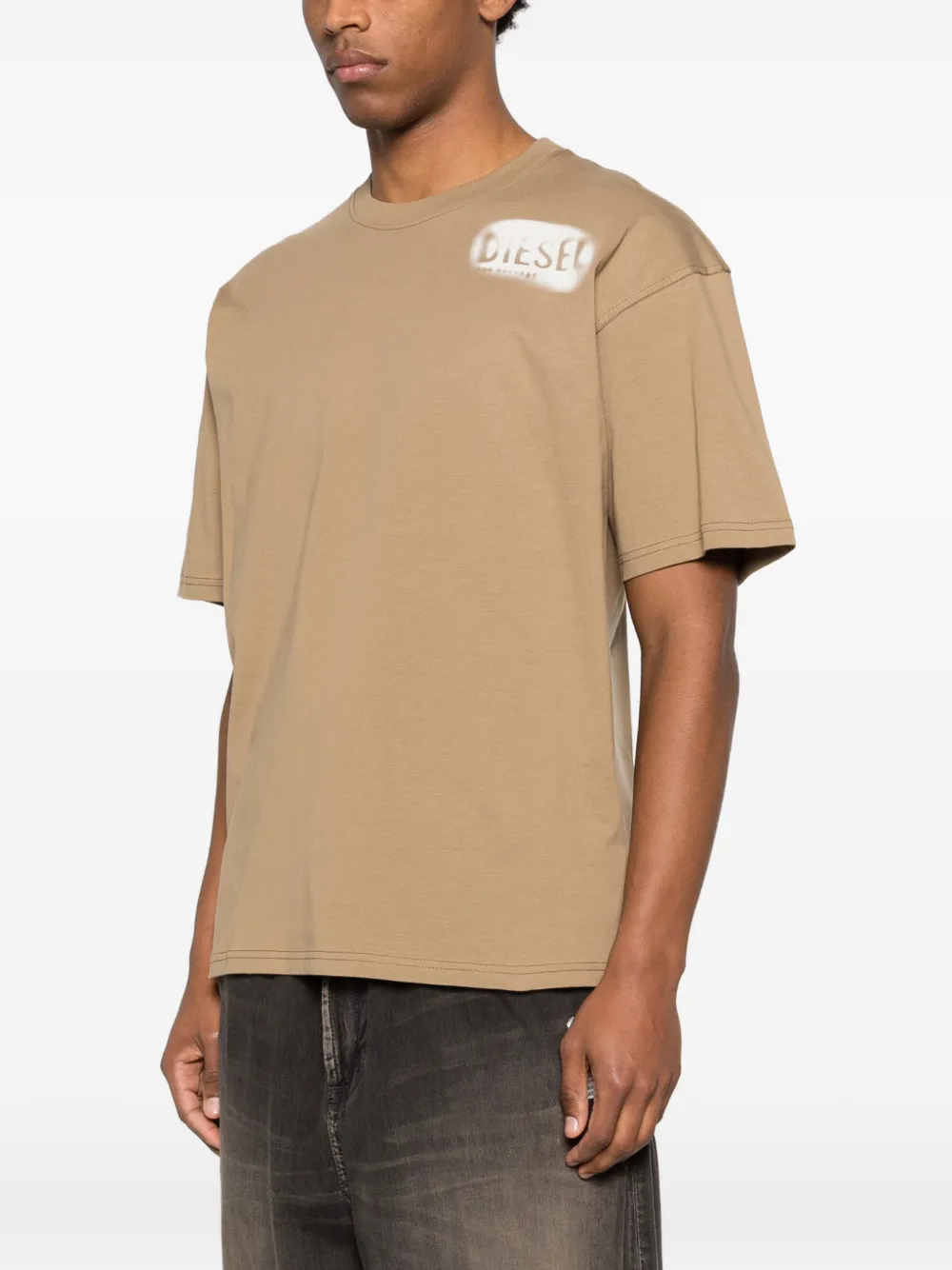Diesel T-Adjust-V2 T-shirt met logodetail Beige