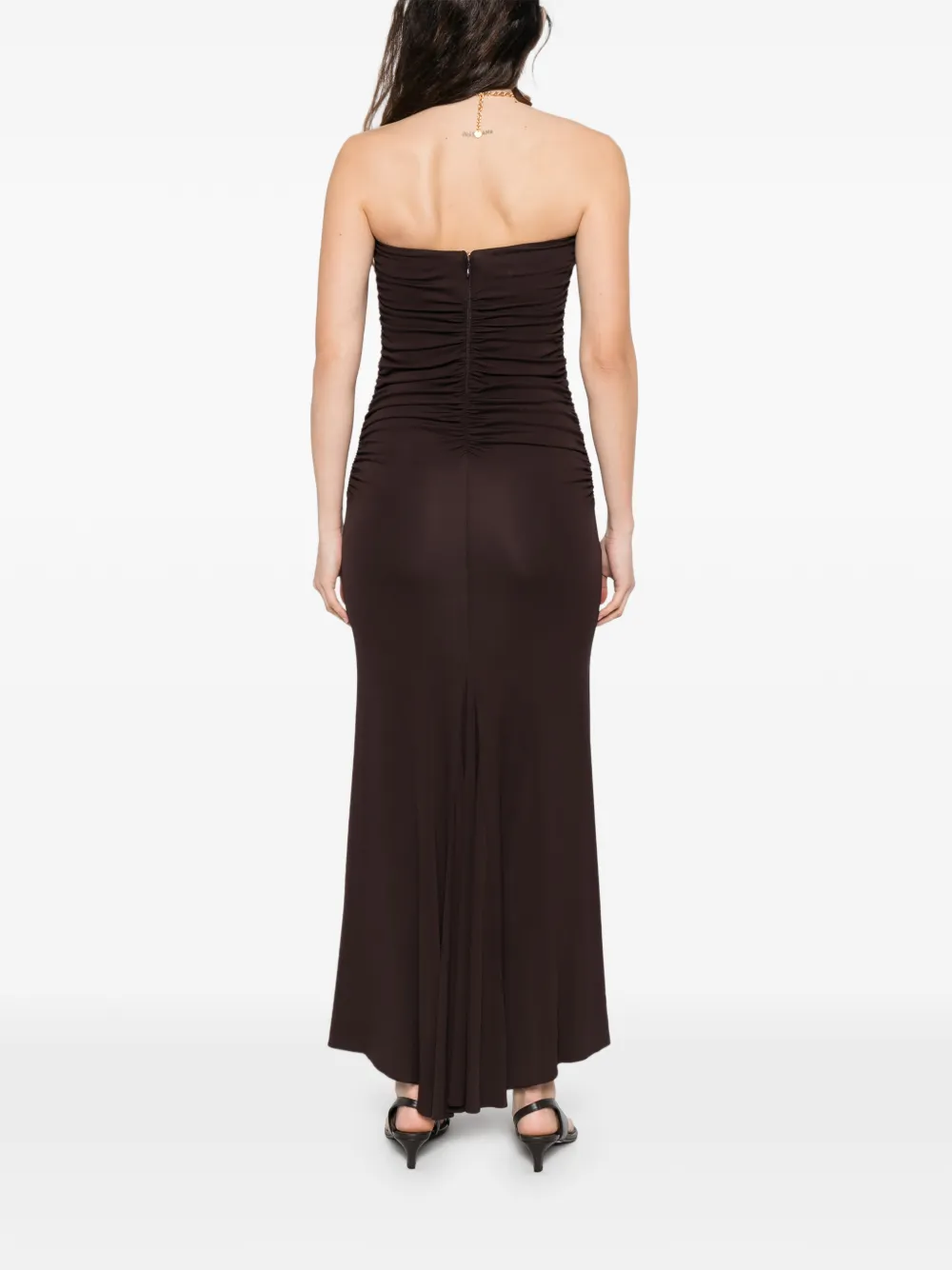 Elisabetta Franchi Midi-jurk met ruches Bruin