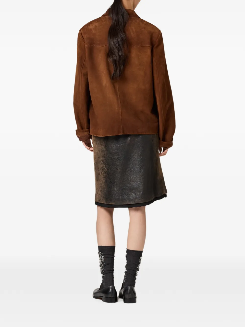  Miu Miu Logo-detail Button Jacket - Brown 