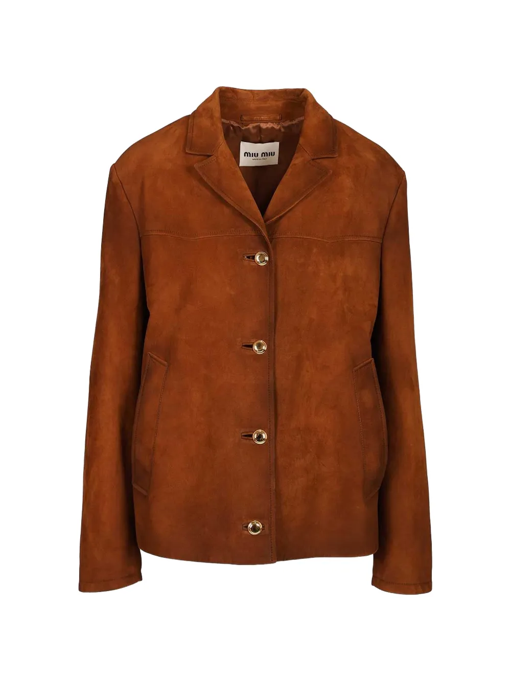 Miu Miu Waxed suede leather blouson jacket - Marrone