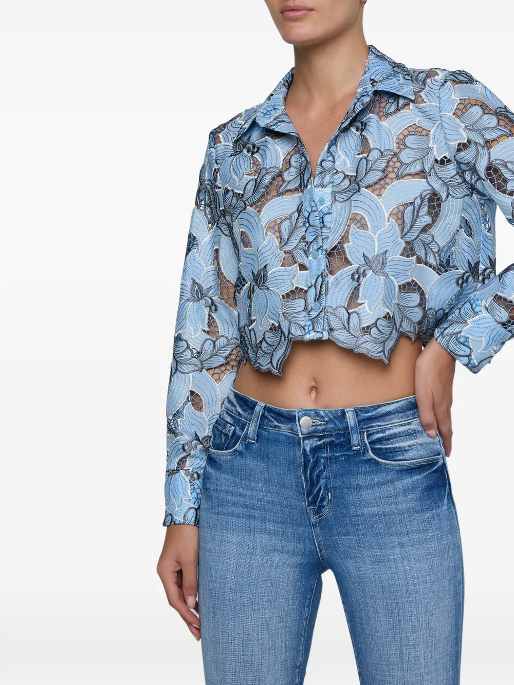  L'agence Akemi Floral Button-down Blouse - Blue 