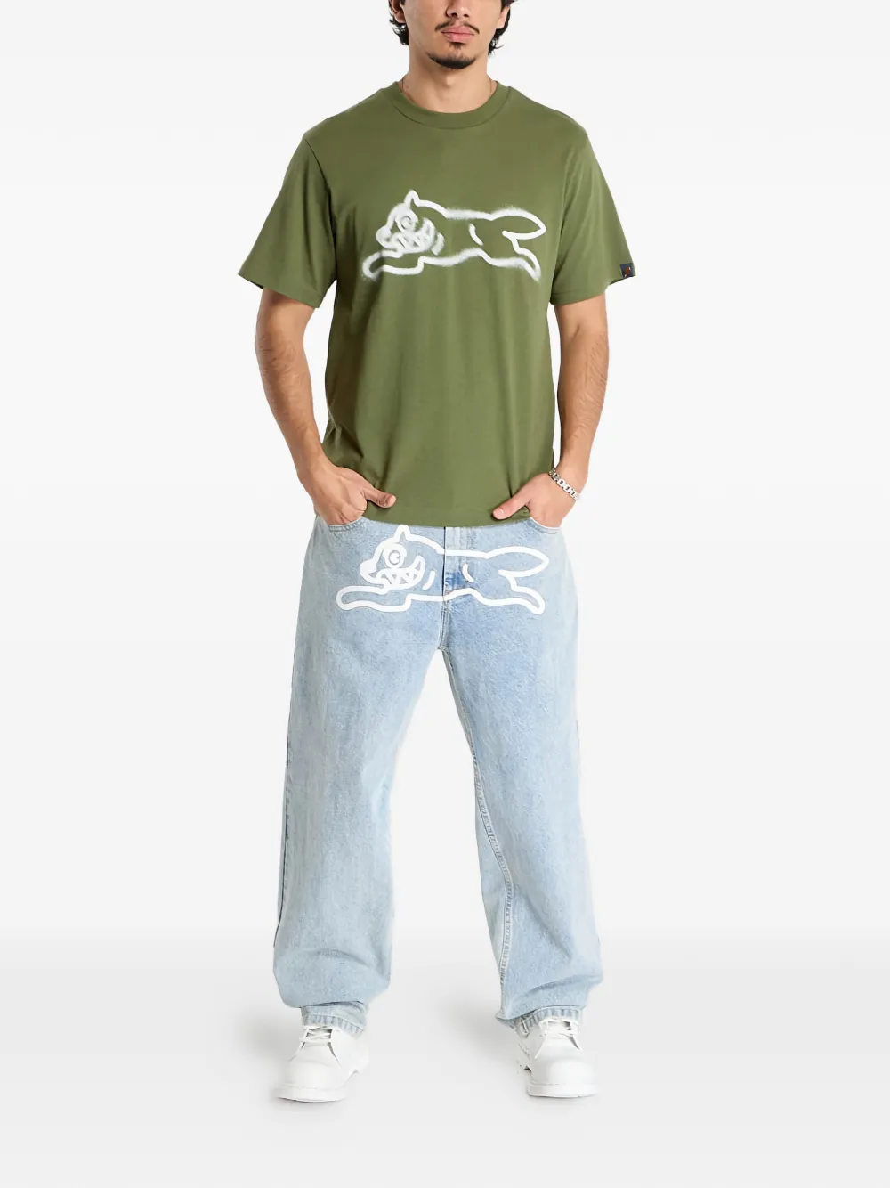 Billionaire Boys Club - Ice Cream spray paint running dog T-shirt - Groen