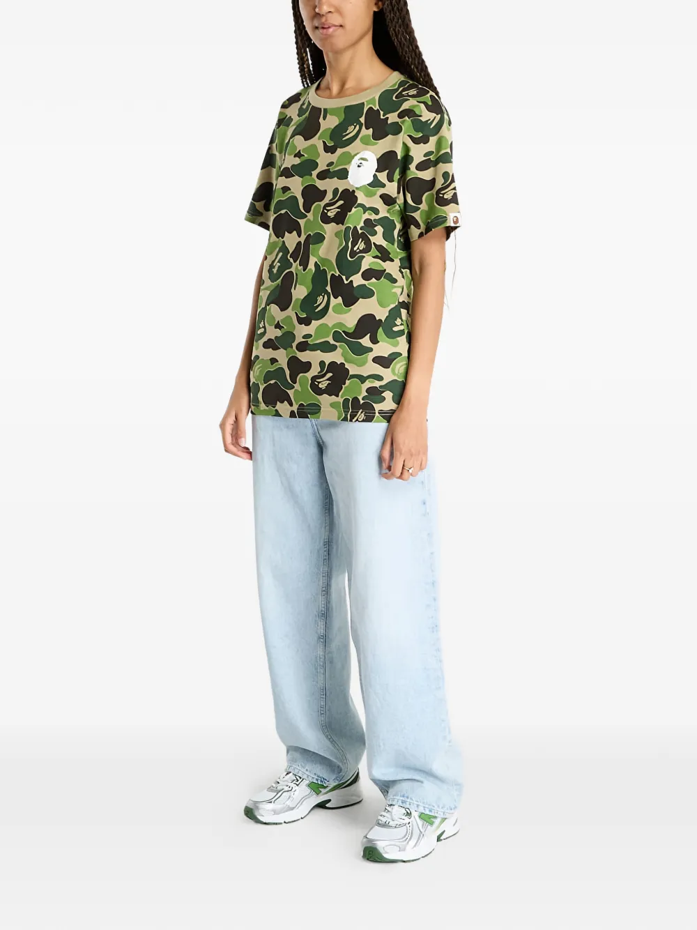 A BATHING APE T-shirt met camouflage logo Groen