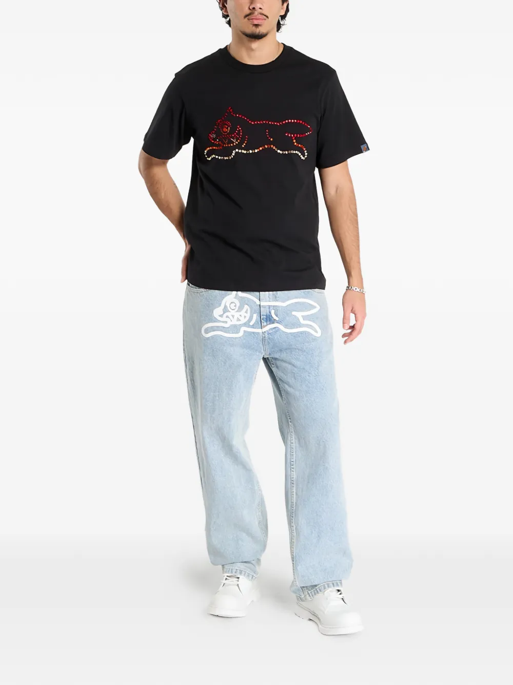 Billionaire Boys Club - Ice Cream crystal-embellishments running-dog T-shirt - Zwart