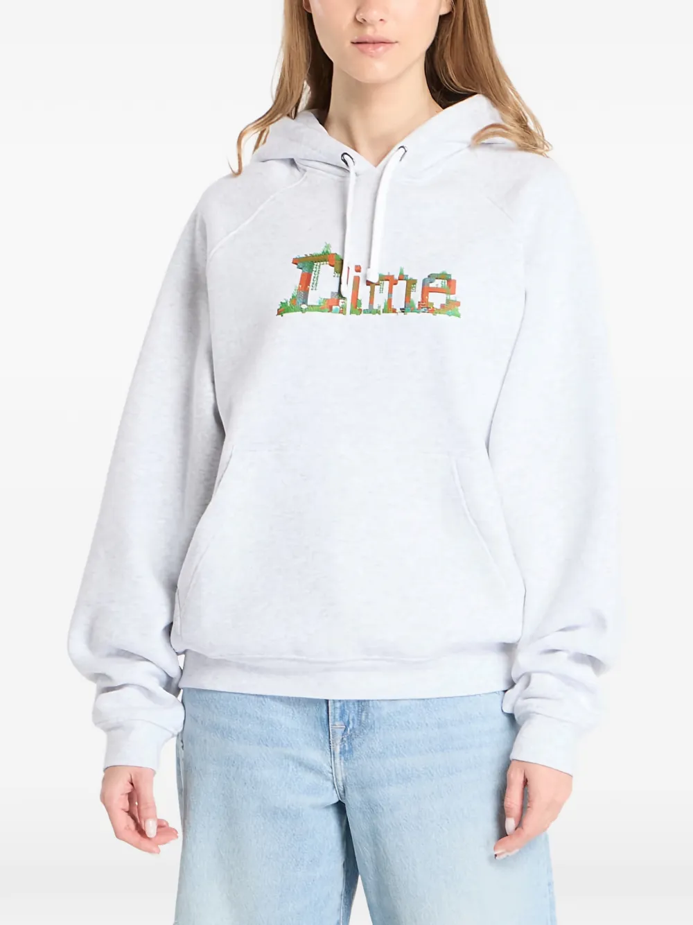 dime Classic craft hoodie met print Grijs
