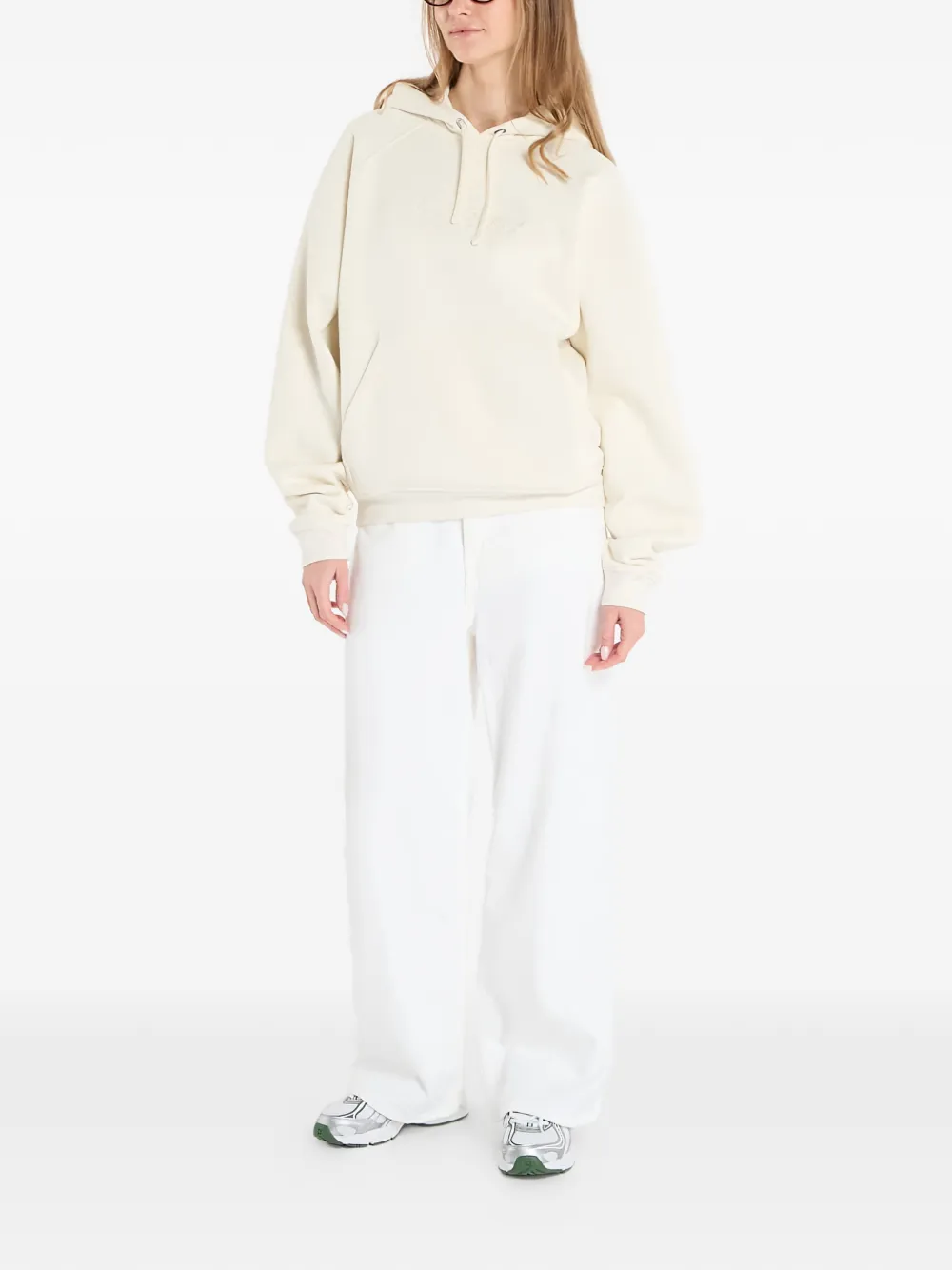dime Cursive hoodie met logo Beige