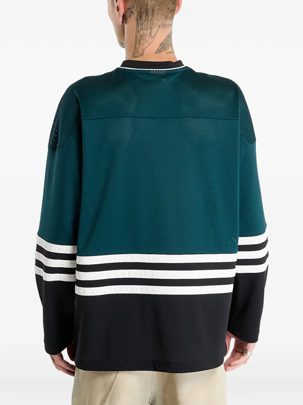 adidas Gestreept T-shirt met V-hals Groen