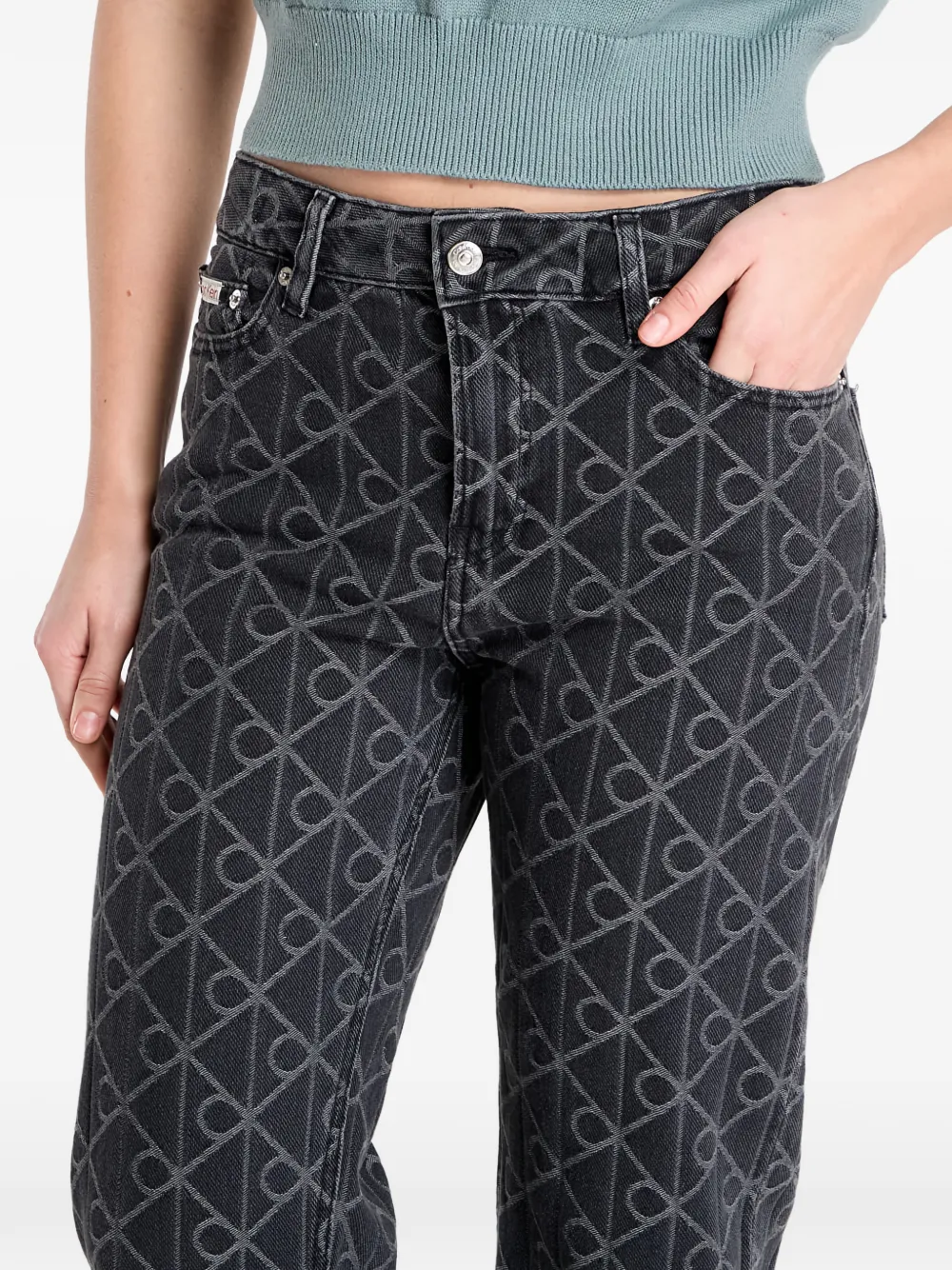 Calvin Klein Signature 90s straight jeans Zwart