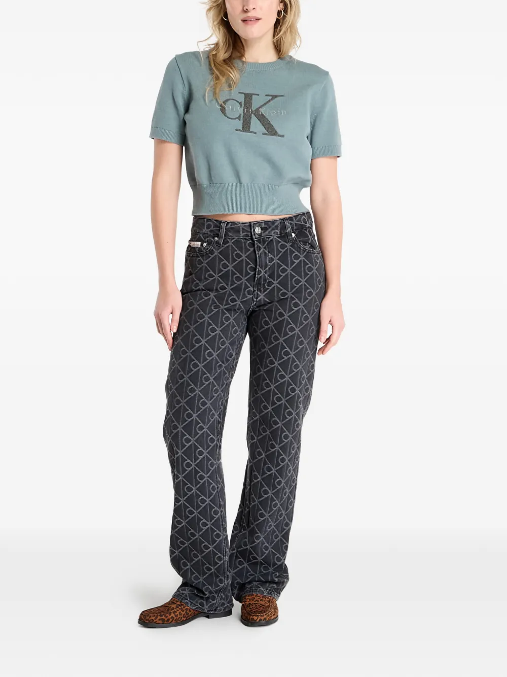 Calvin Klein signature 90s straight jeans - Zwart