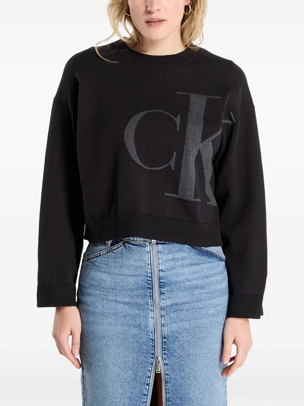  Calvin Klein Long Sleeve Logo Sweater - Black 