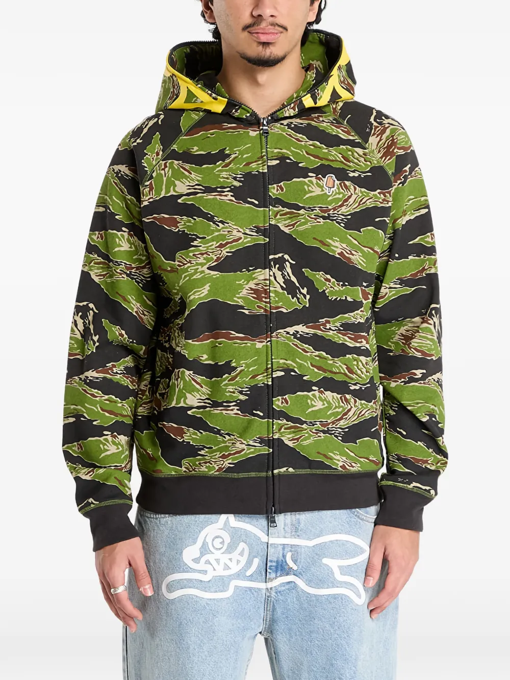 Billionaire Boys Club - Ice Cream Smiley Tiger stripe zip-through hoodie - Verde