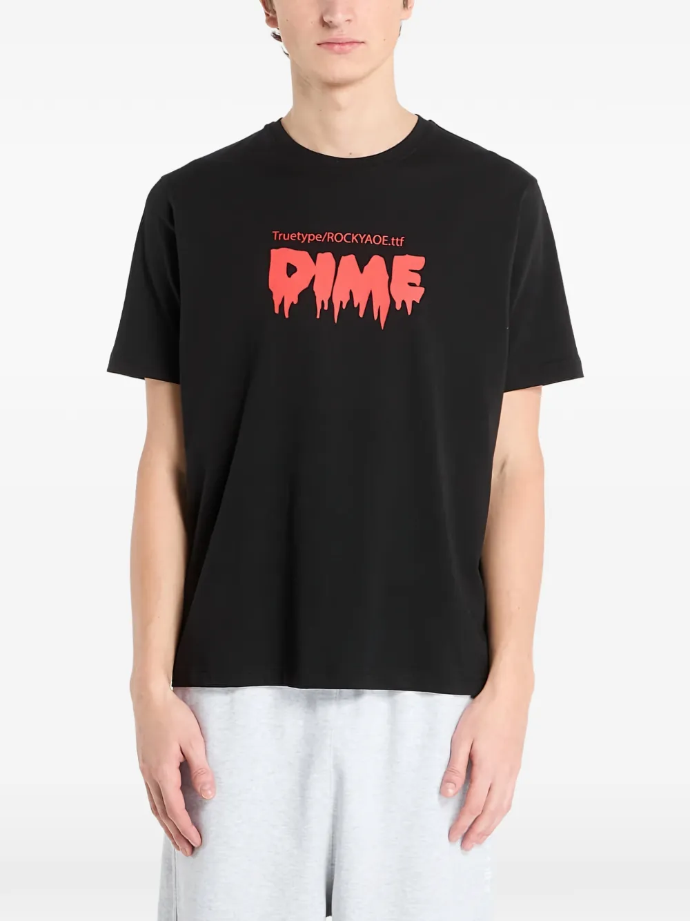 dime bedrukt T-shirt Zwart