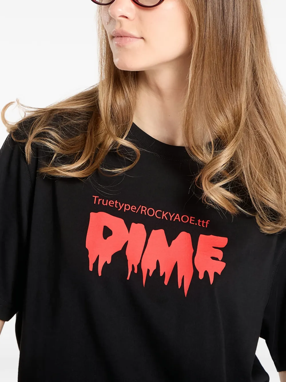 dime bedrukt T-shirt Zwart
