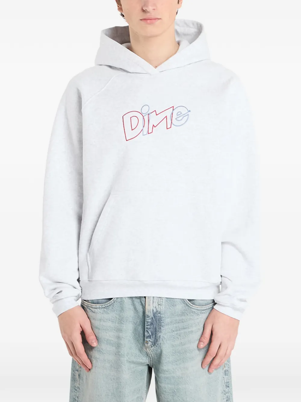 dime embroidered hoodie - Grigio
