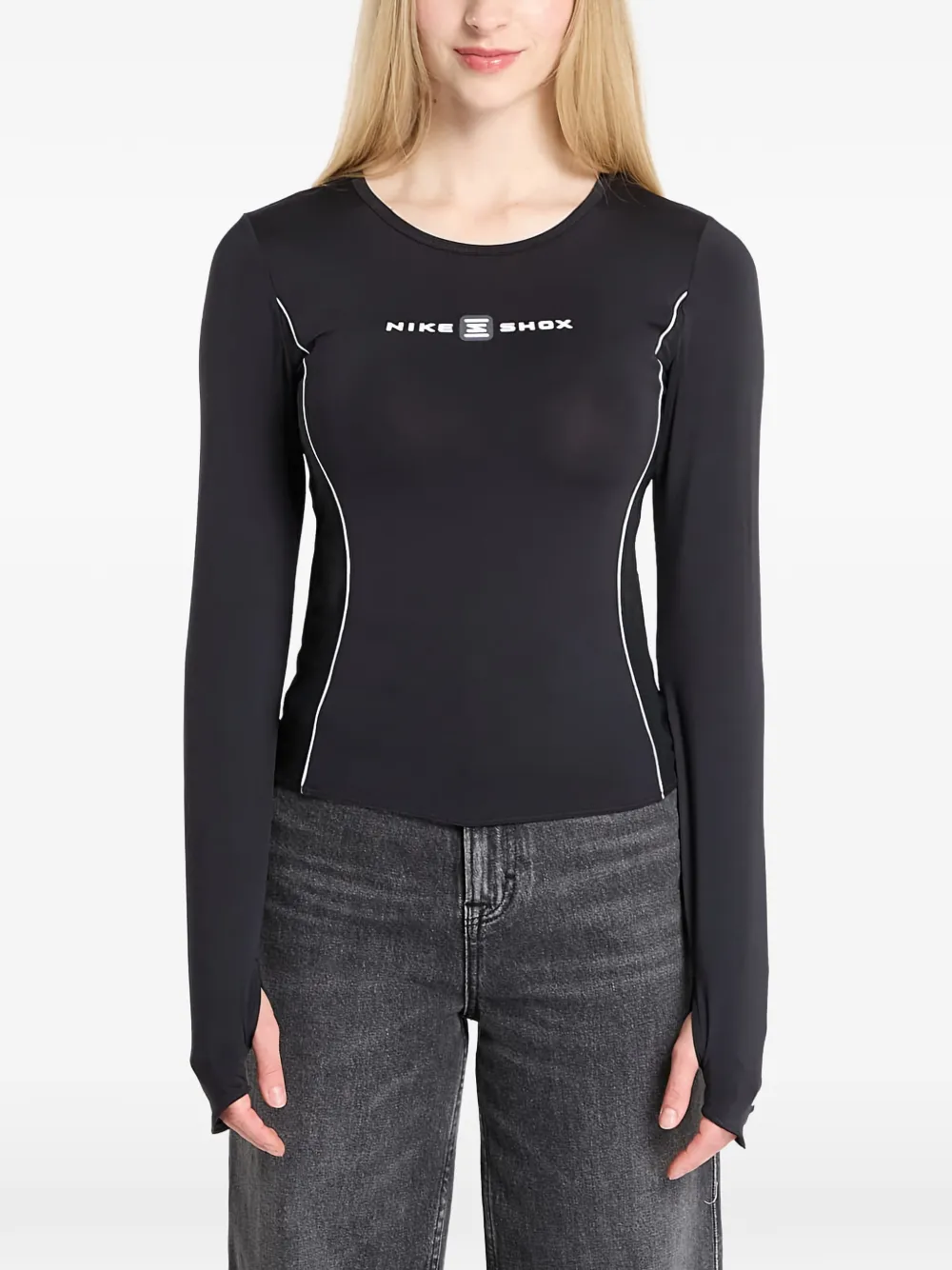 Nike T-shirt met logo en lange mouwen Zwart