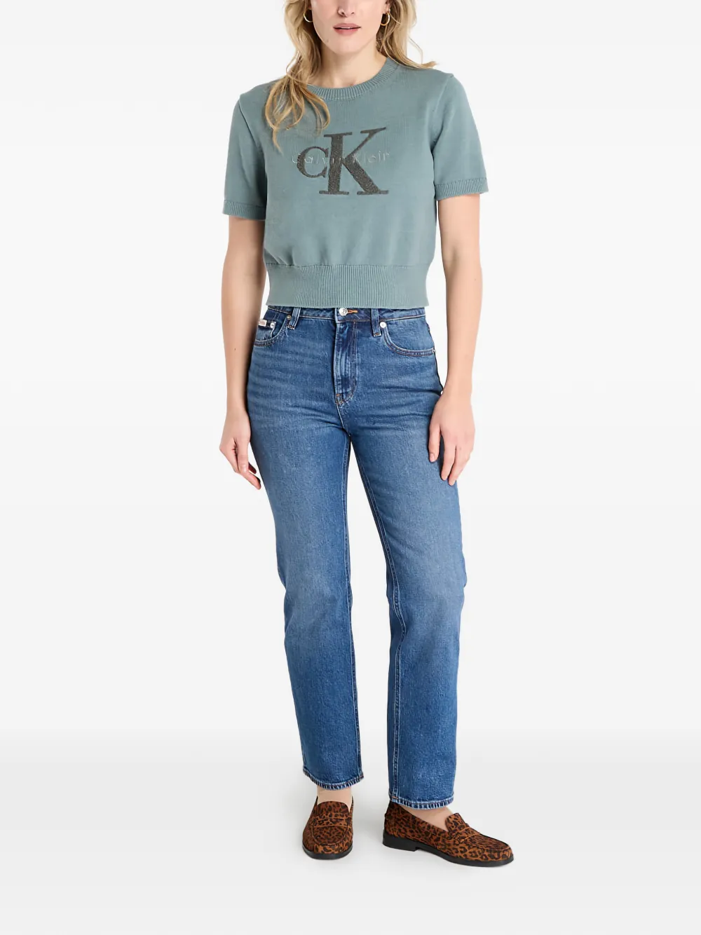  Calvin Klein Graphic Cotton Sweater - Green 