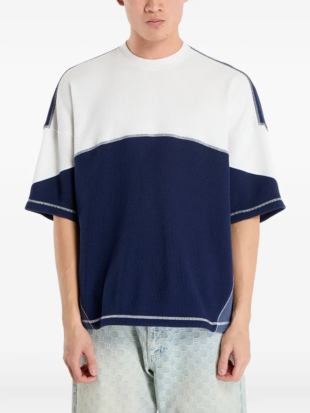 adidas La Cienega SS panelled T-shirt - Blu