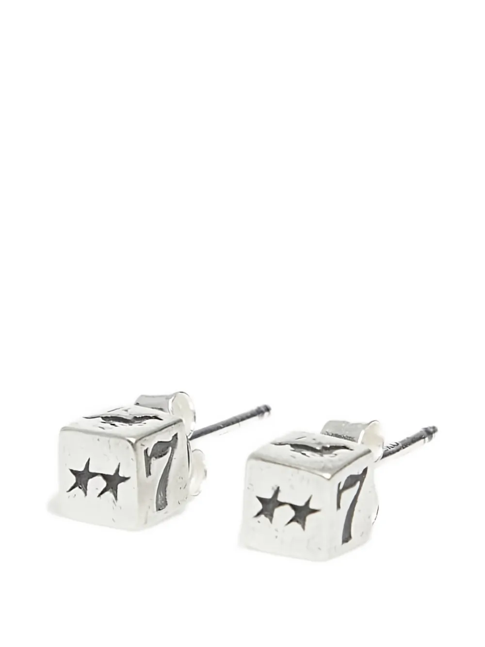 Twojeys Dice Stud Earrings In Silver