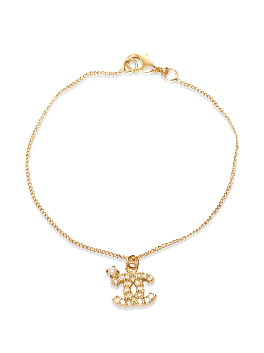 CHANEL Pre-Owned mark rhinestone bracelet - Oro