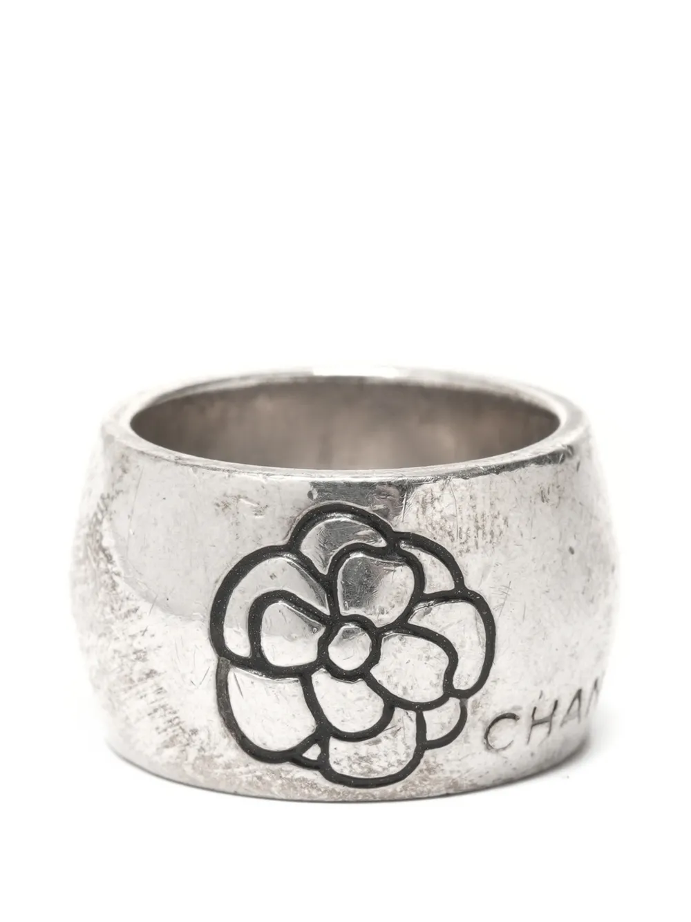 CHANEL Pre-Owned Camellia logo ring - Argento