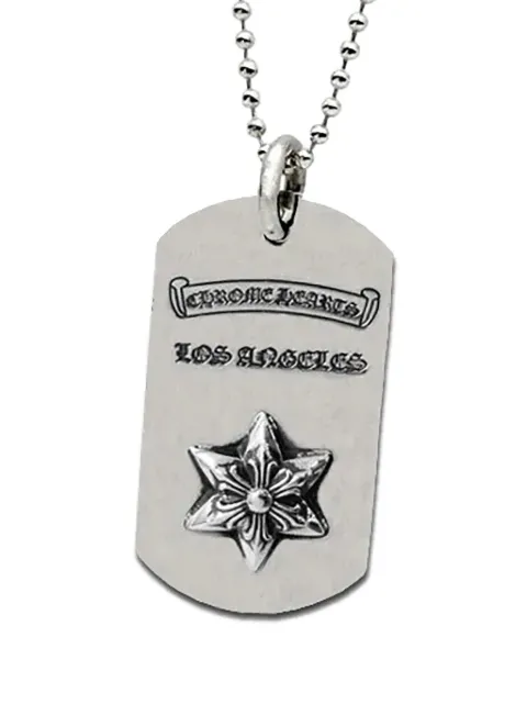 Chrome Hearts raised star dog tag necklace