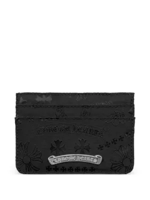 Chrome Hearts Scroll Logo Leather Card Holder | Black | FARFETCH CA
