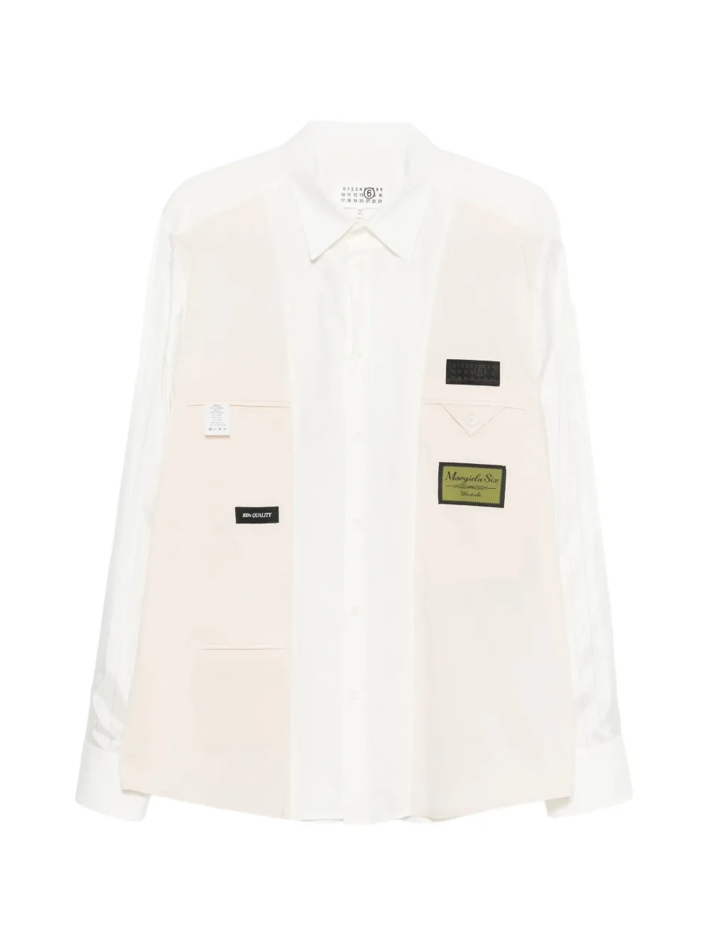 MM6 Maison Margiela logo-patch shirt - Nude