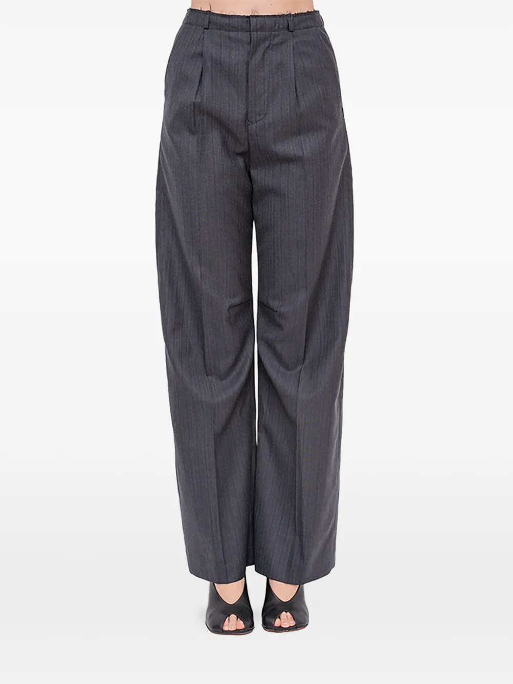 MM6 Maison Margiela Pantaloni oversize gessati - Grigio