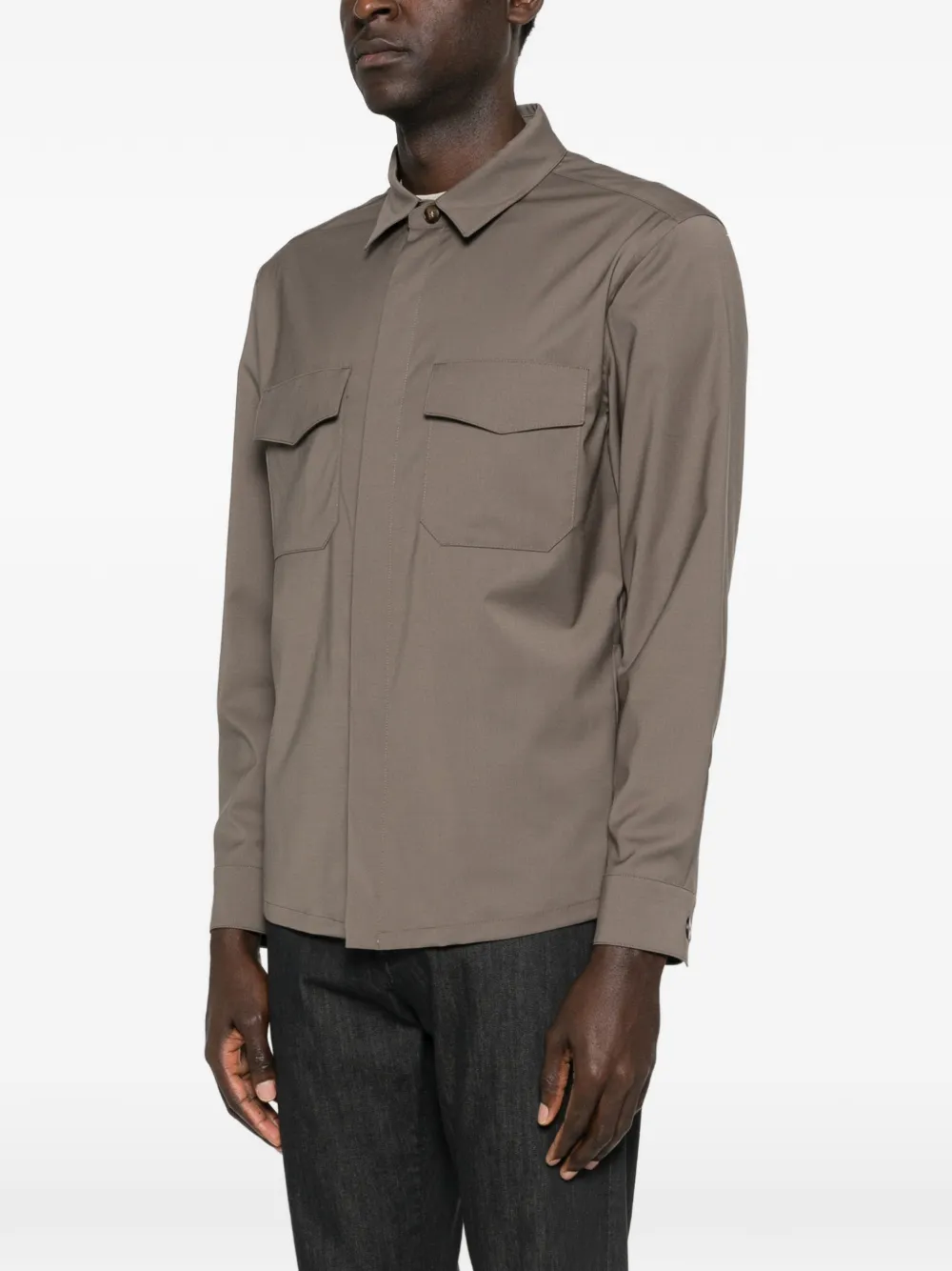  Canali Pocket Shirt - Brown 