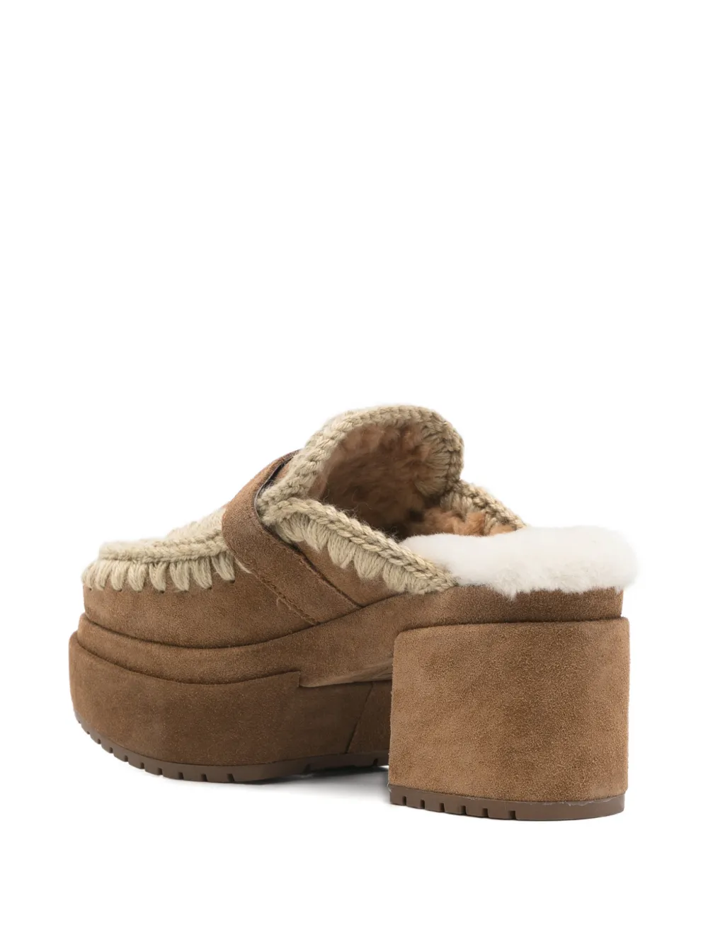 Mou Katoenen muiltjes met plateauzool Bruin